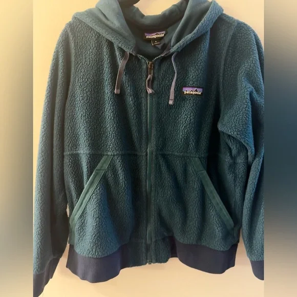 Patagonia Shearling Fleece Zip Up Jacket Borealis Green Hoodie Womens Size Small - Picture 1 of 6